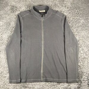 Agave Denim Waffle Knit Sweater Mens Medium Grey Full Zip‎ Mock Neck Luxury Top